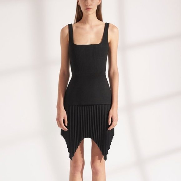 25. DION LEE Truss Pleat Black Mini Corset Dress Sz 2 - Picture 1 of 8
